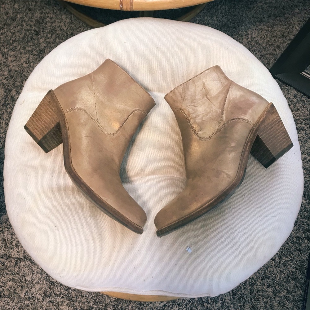 ALL SAINTS Gold Luster Booties - sz 37, US 6